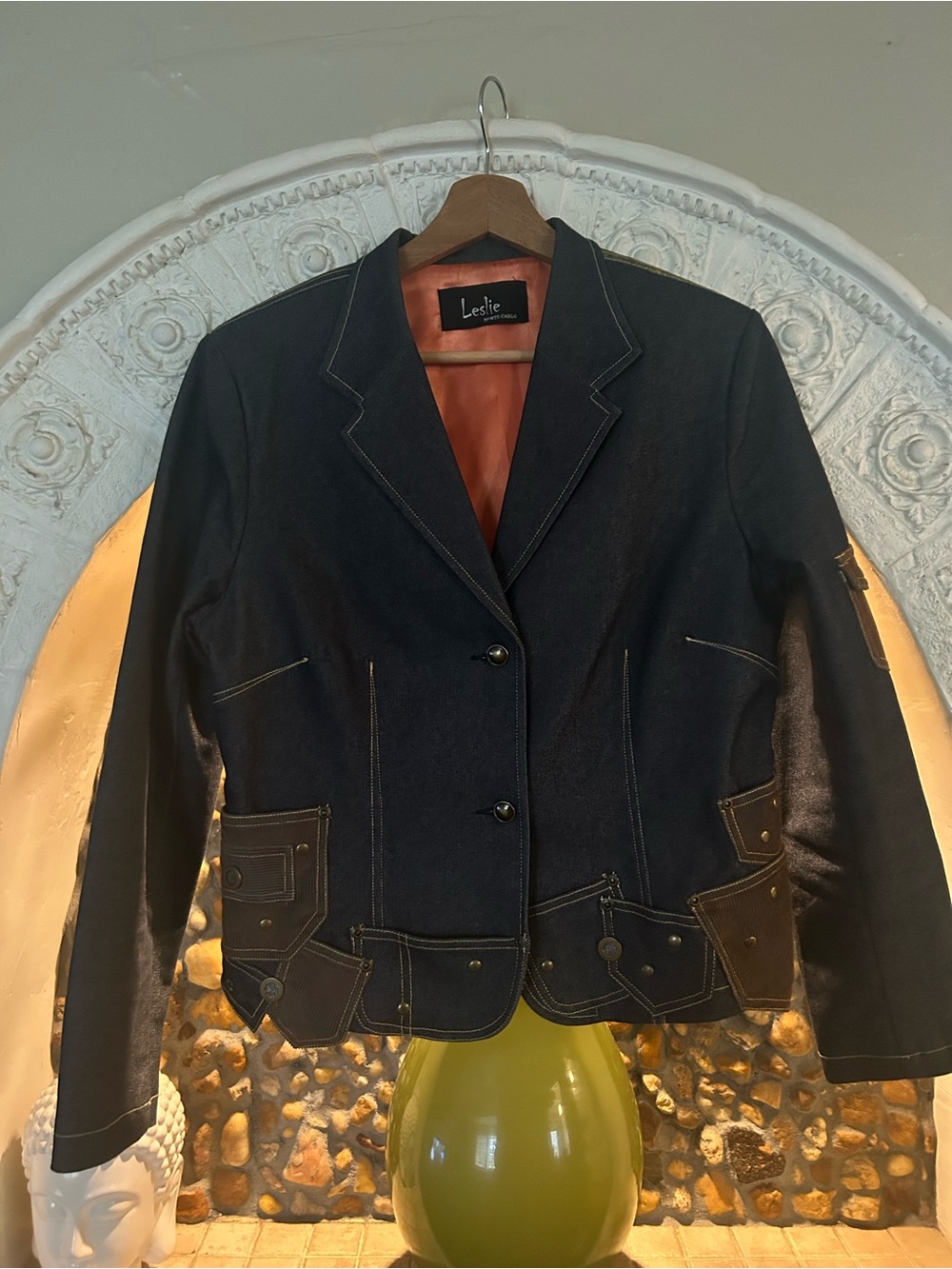 Leslie Tailored Jacket with Contrast Stitching and NYC